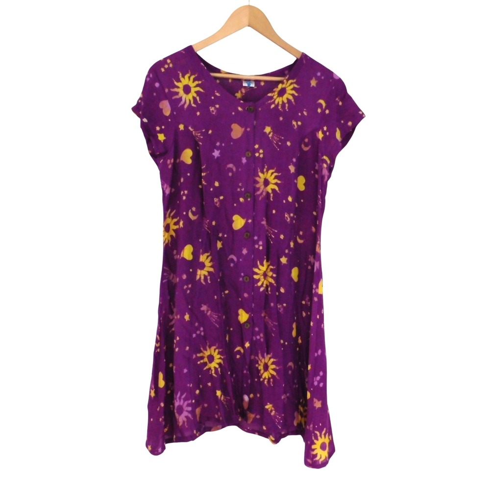 World Unique Rayon Dress Womens Fairy Boho Woodland Festival Celestial Purple